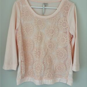 Women's Pink Lace Floral Top